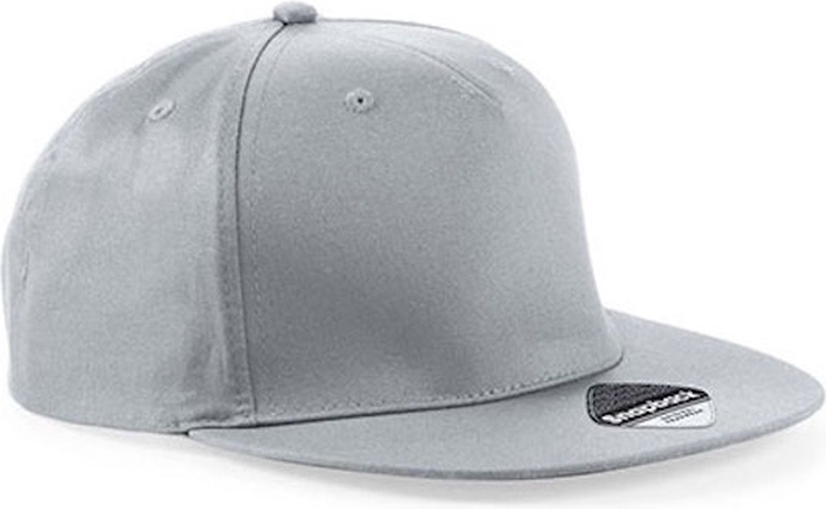 Beechfield '5 Panel Snapback Rapper Cap' Lichtgrijs
