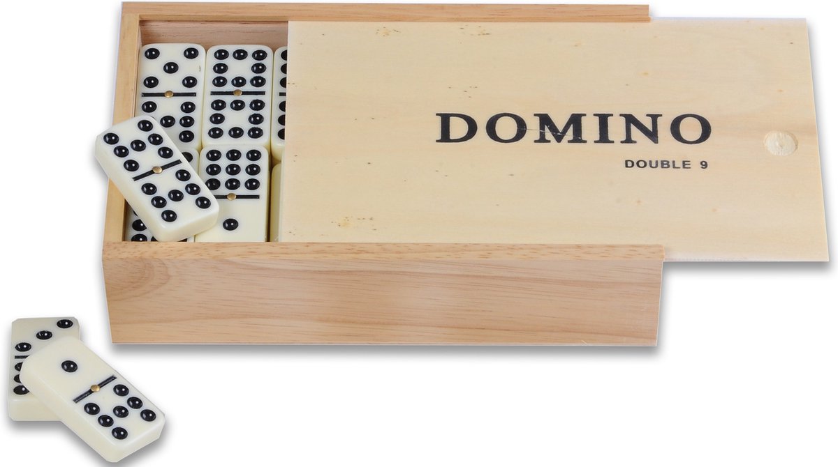 Domino Double 9 Train Mexicain - Boîte en Bois - 55 Pierres, Jeux