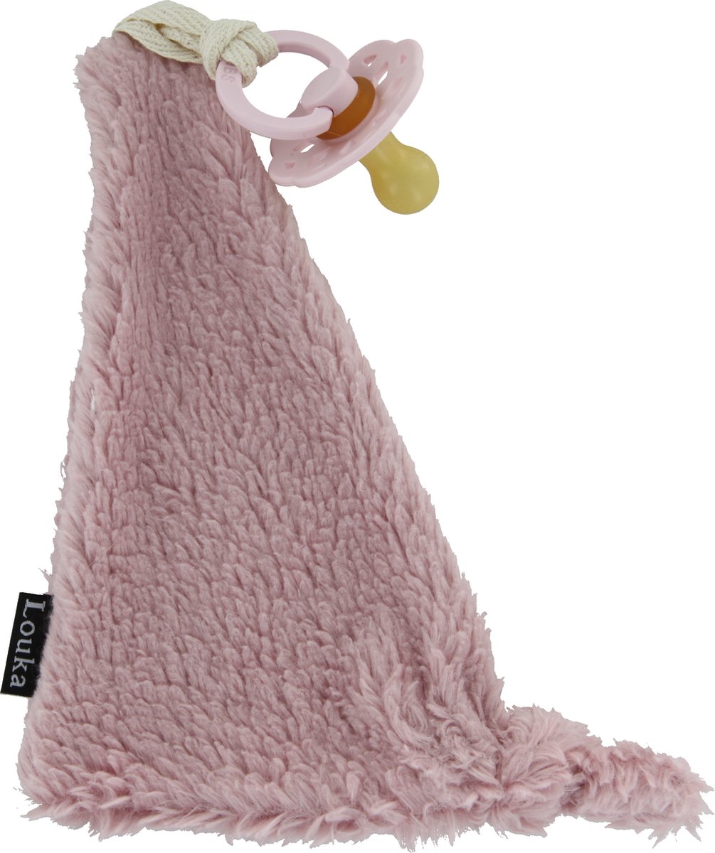 Goedkoopste Louka Speendoekje driehoek teddy blush - teddy katoen - roze - speenknuffel - excl. Bibs speen