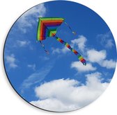 WallClassics - Dibond Muurcirkel - Regenboog Vlieger in de Lucht - 40x40 cm Foto op Aluminium Muurcirkel (met ophangsysteem)