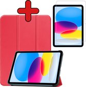 Hoes Geschikt voor iPad 2022 Hoes Book Case Hoesje Trifold Cover Met Screenprotector - Hoesje Geschikt voor iPad 10 Hoesje Bookcase - Rood