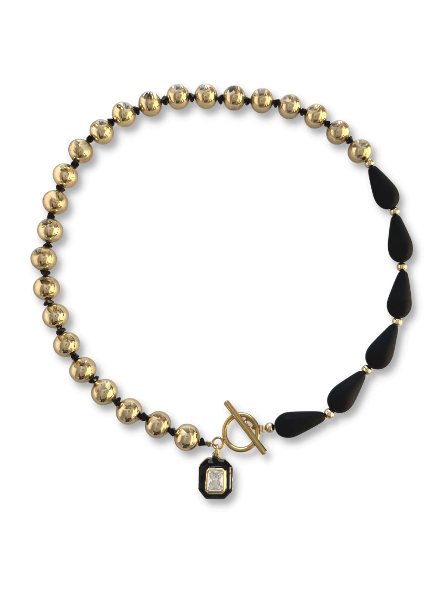 Zatthu Jewelry - N22FW497 - Jala ketting met zwarte kralen en hanger