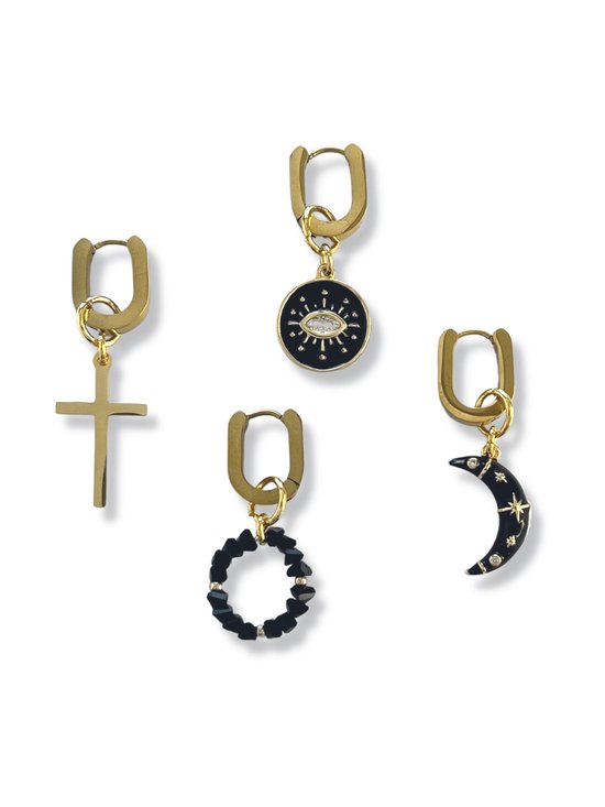 Zatthu Jewelry - N22FW495 - Jael set van 4 oorbellen met bedel