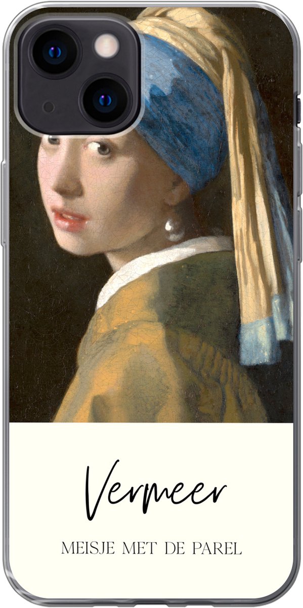 Telefoonhoesje Geschikt voor iPhone 13 hoesje - Meisje met de parel - Vermeer - Siliconen Telefoonhoesje Telefoonhoesje