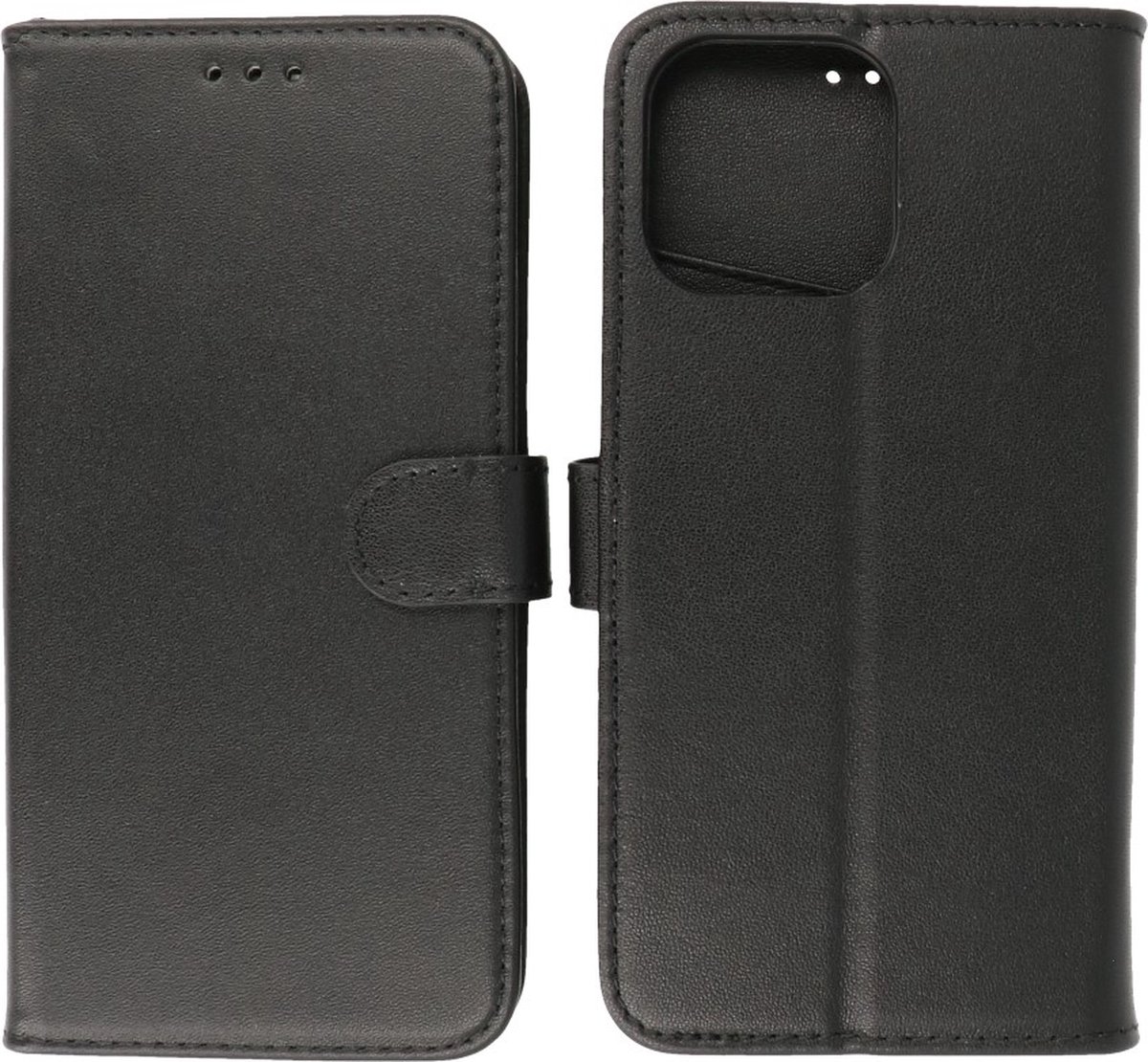 iPhone 14 Pro Max Hoesje - Echt Lederen Wallet Case Telefoonhoesje - Zwart