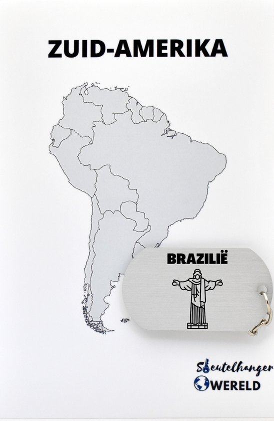 Brazilië Sleutelhanger inclusief kaart – Brazilië cadeau – beste land- Leuk kado voor je Vriend om te geven - 2.9 x 5.4CM