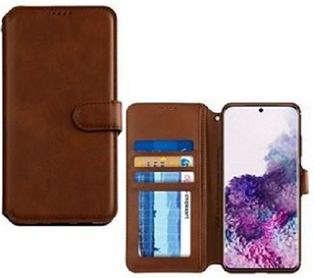 Samsung S20 Hoesje Met Pasjeshouder Bookcase Bruin