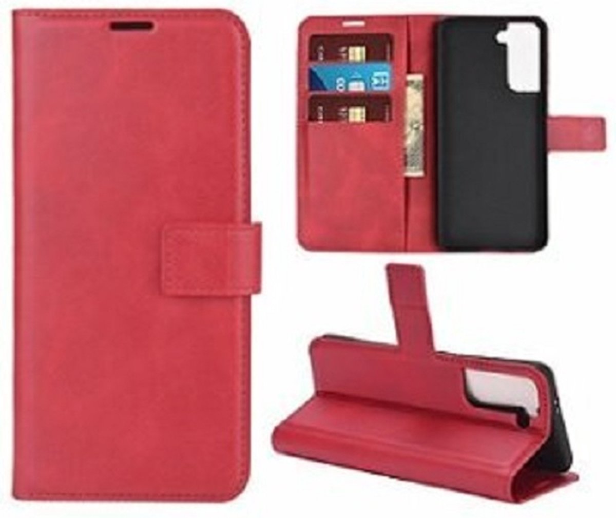 Samsung Galaxy S21 Plus Hoesje Met Pasjeshouder Bookcase Rood