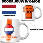 WK 2022 - Nederland - Holland - Gepersonaliseerde mok - Voetbalshirt - Voetbal - Geschenk