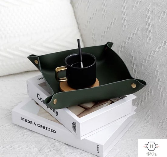 SEEDWAVE Houten opbergbak - nachtkastje organizer, valet dienblad voor mannen, walnoot opbergschaal voor sleutels, mobiele telefoon, sieraden, horloge, accessoires - cadeau voor hem, cadeau voor vader