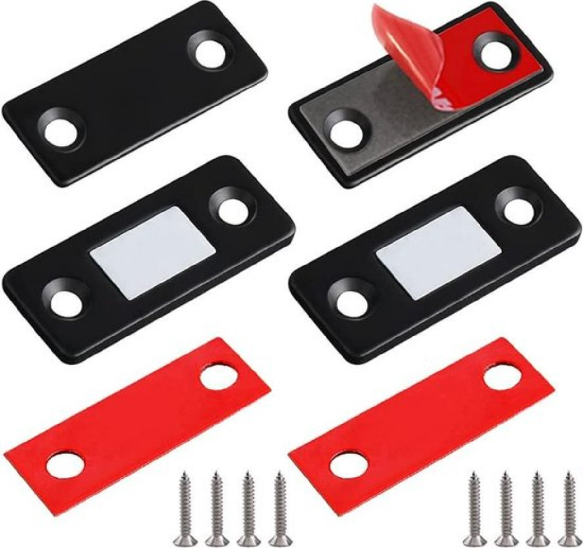TLVX Magneetsnapper / Platte magneten / 2 sets / Zinaps / Magneet / Deurmagneet / Zelfklevende Deurmagneten / Magneet kastdeur / Kastdeuren magneet / Kabinet Magnetisch Ultra Dun / Zwarte magneet / Magnetische Sluitingsdeur / Lade Magneet Sluiting
