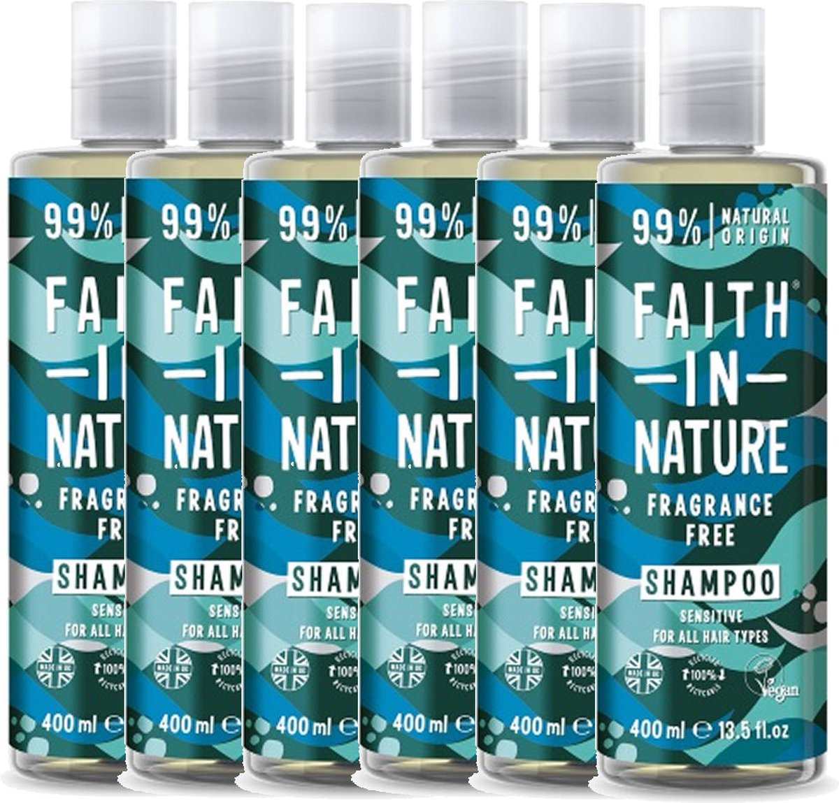 FAITH IN NATURE - Shampoo Fragrance Free - 6 Pak - Voordeelverpakking