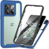 OnePlus 10T Hoesje | Met ingebouwde screenprotector | Full Protect valbescherming | Doorzichtig / Blauw