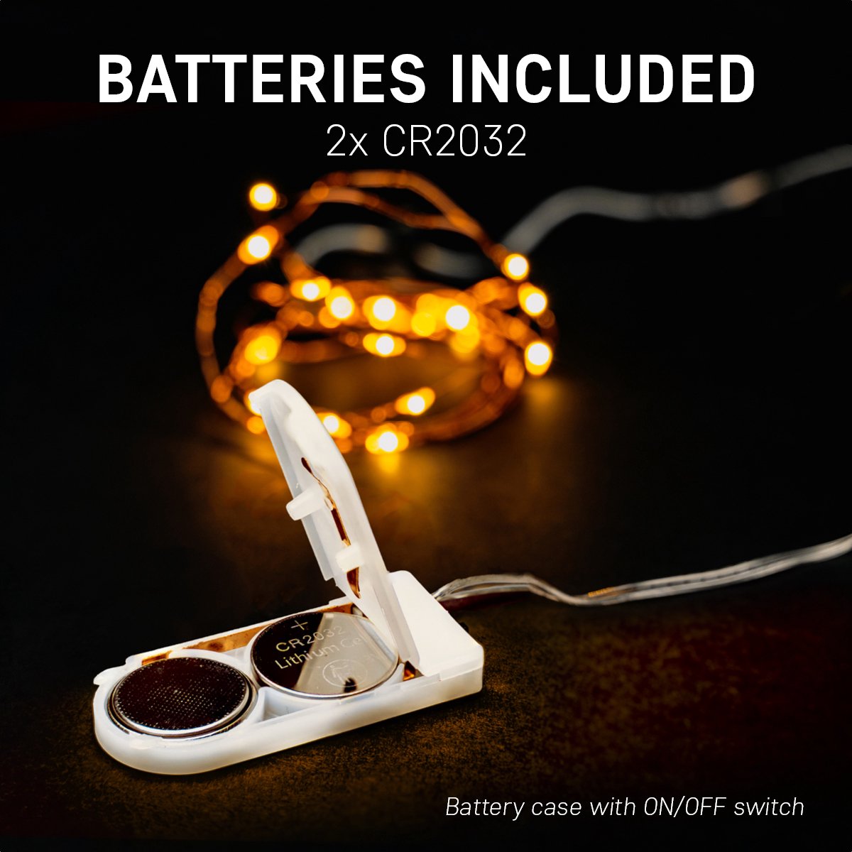 Kerstverlichting op batterij, 6 stuks, 2 meter 20 LEDs, Warm Wit, Lichtsnoer type Nano Koperdraad, Kerstboomverlichting, Inclusief CR2032 batterijen, Lichtslinger geschikt voor binnen, kerstverlichting led – foto 3