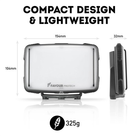 LED rechargeable - Pack de 2 - Lampe de construction avec aimant - Rechargeable par USB avec boîtier robuste - Spot de construction puissant dans un format pratique pour chaque boîte à outils - Lampe de travail - Favor