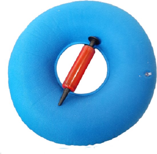 Coussin pour hémorroïdes à anneau de siège Solid Homecare avec pompe bleu -  34 cm
