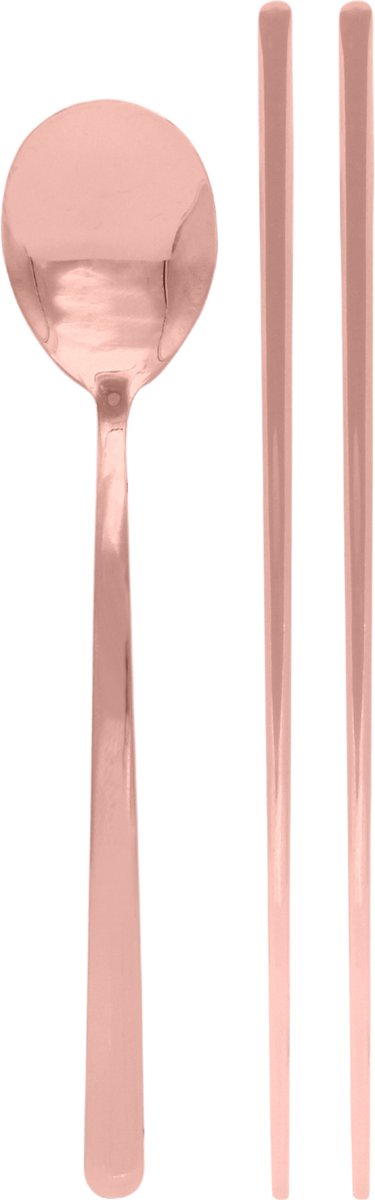 Set van 2 eetstokjes en lepels, van hout, Aziatische soeplepel