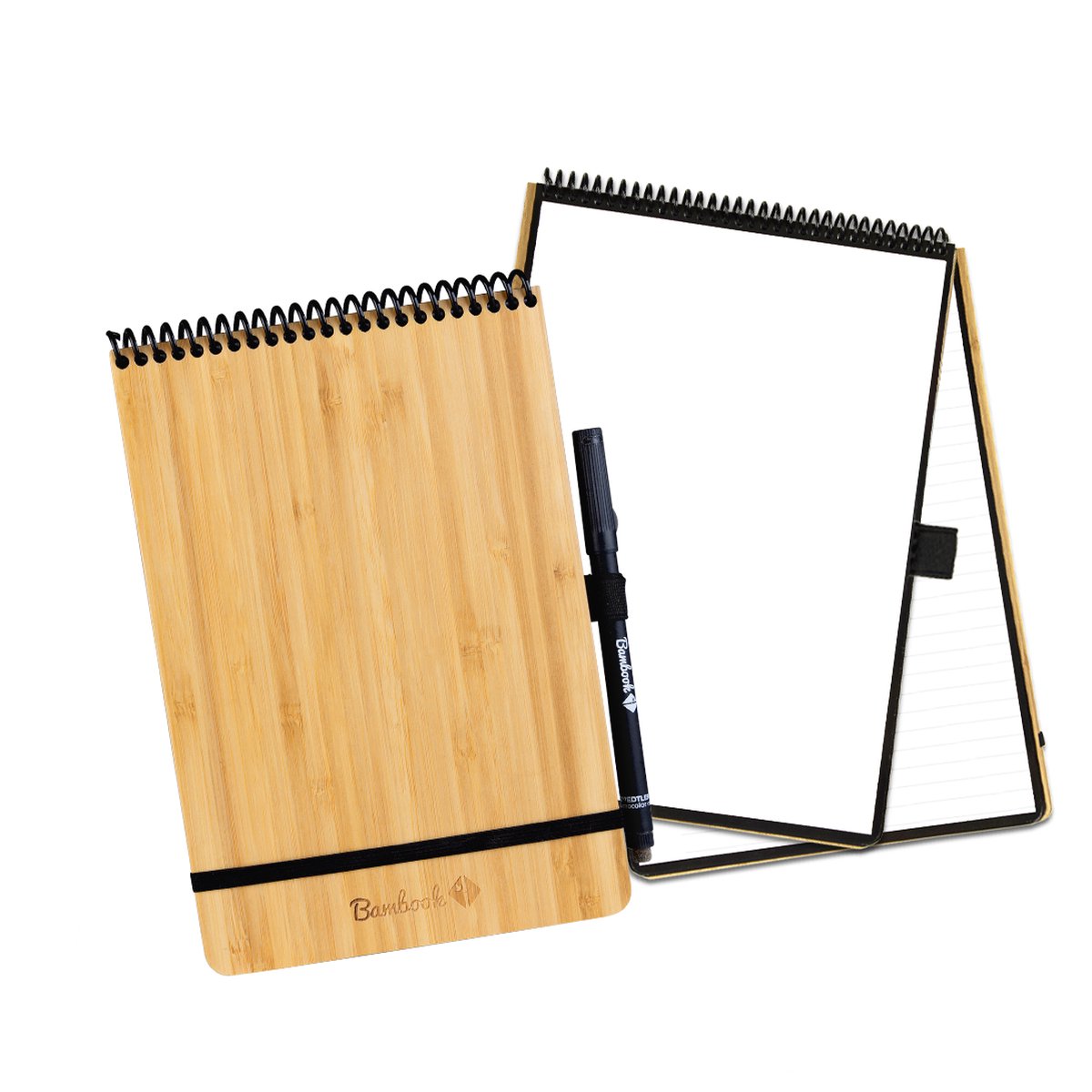 Bambook Notepad - Hardcover - A5 - Blanco & Gelinieerd - Met 1 gratis stift - Uitwisbaar schrijfblok / herbruikbaar notitieblok / duurzaam kladblok / whiteboard collegeblok