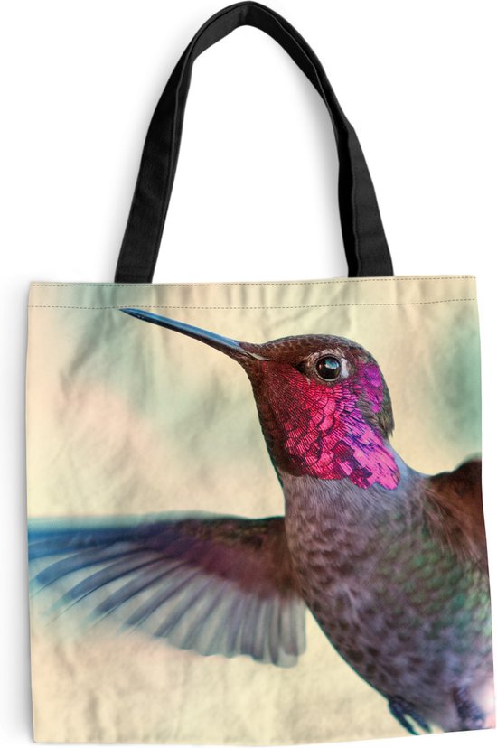 Sac bandoulière - Sac de plage - Shopper Vogels - Colibri - Rose - 40x40 cm - Sac en coton