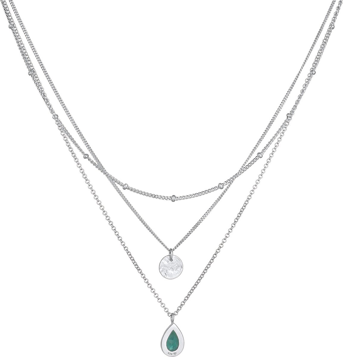 Elli PREMIUM - Halsketting - Dames Laagje Plaatje Basis met Quartz in 925 Sterling Zilver gerhodineerd - Dames