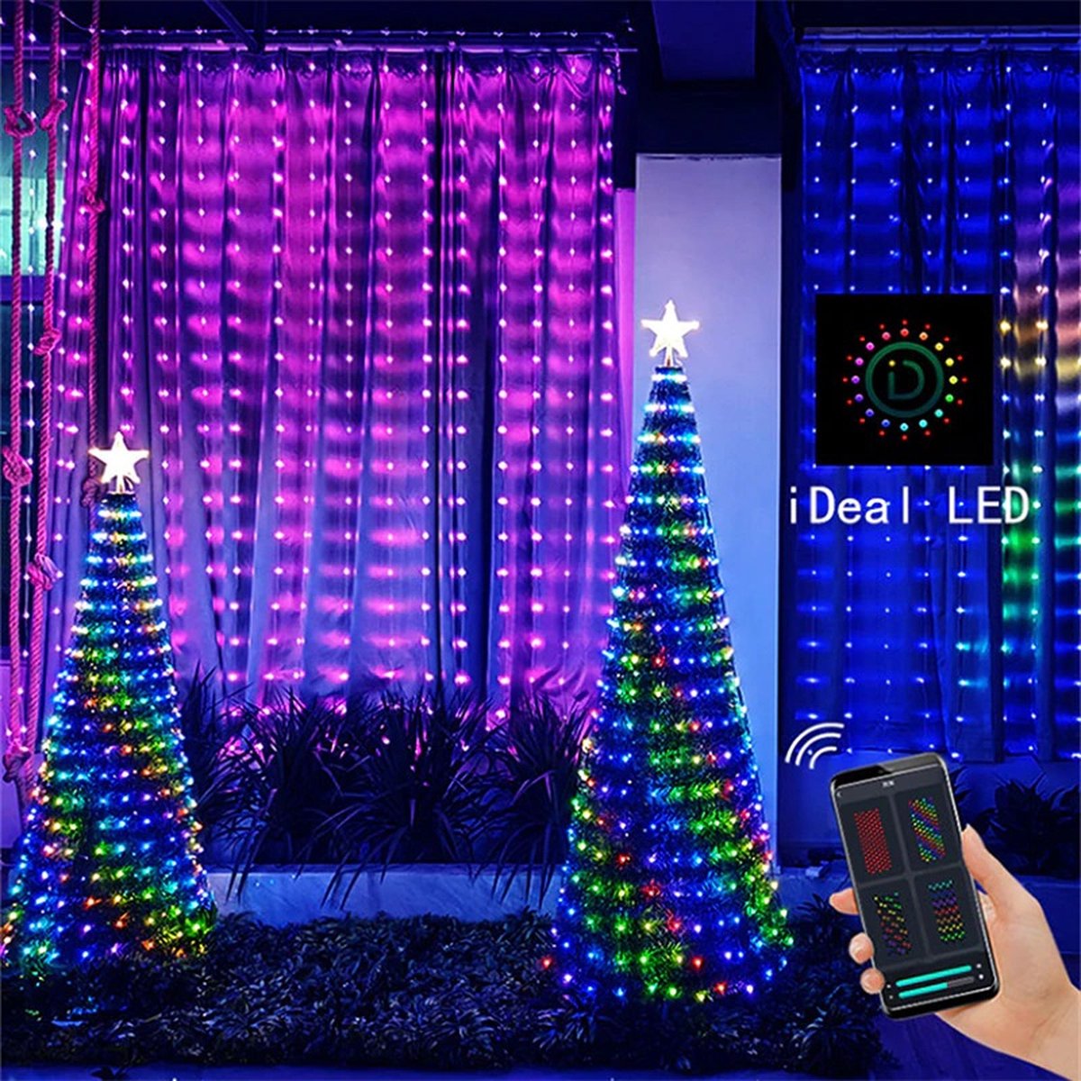 Guirlande Lumineuse Rideau En Plumes 200 LED Avec Télécommande, Guirlande  Lumineuse USB Pour Fête De Noël, Mariage à La Maison, Décorations De Jardin  De Noël 