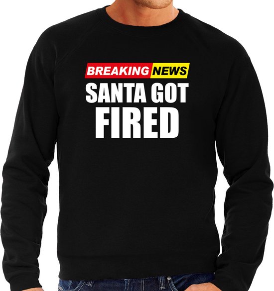 Bellatio Decorations Foute humor Kersttrui breaking news fired Kerst – sweater zwart – heren M