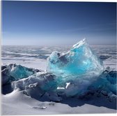 WallClassics - Acrylglas - IJsblokken in Sneeuwlandschap - 50x50 cm Foto op Acrylglas (Wanddecoratie op Acrylaat)
