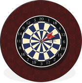 WallCircle - Wandcirkel - Muurcirkel - Een illustratie van een pijl in een dartbord op een rode achtergrond - Aluminium - Dibond - ⌀ 120 cm - Binnen en Buiten XXL