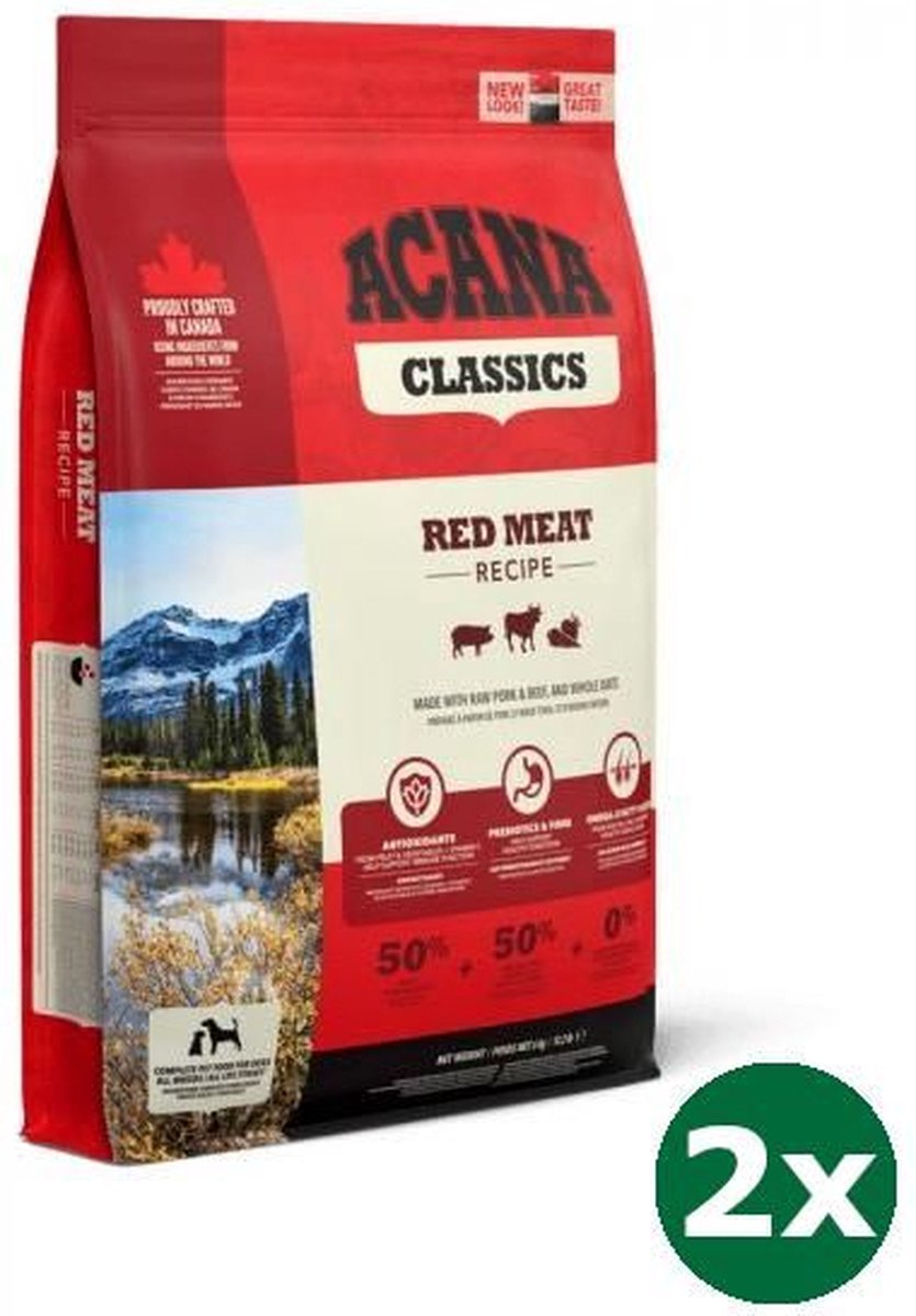 2x11,4 kg Acana classics classic red hondenvoer