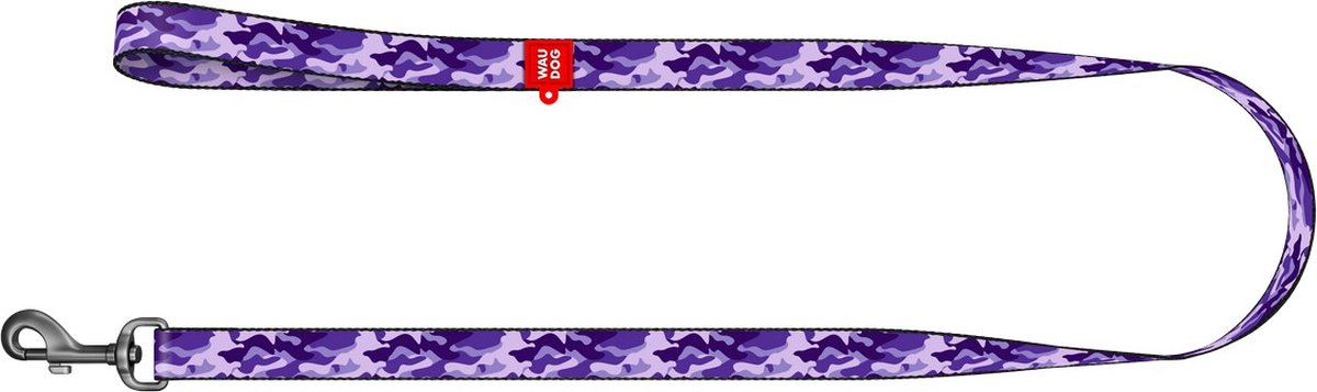 WAUDOG Purple Camo Hondenlijn / Hondenriem - Nylon - Paars Camouflage - Breedte: 1,5 cm - Lengte: 122 cm - Geschikt voor middelgrote honden