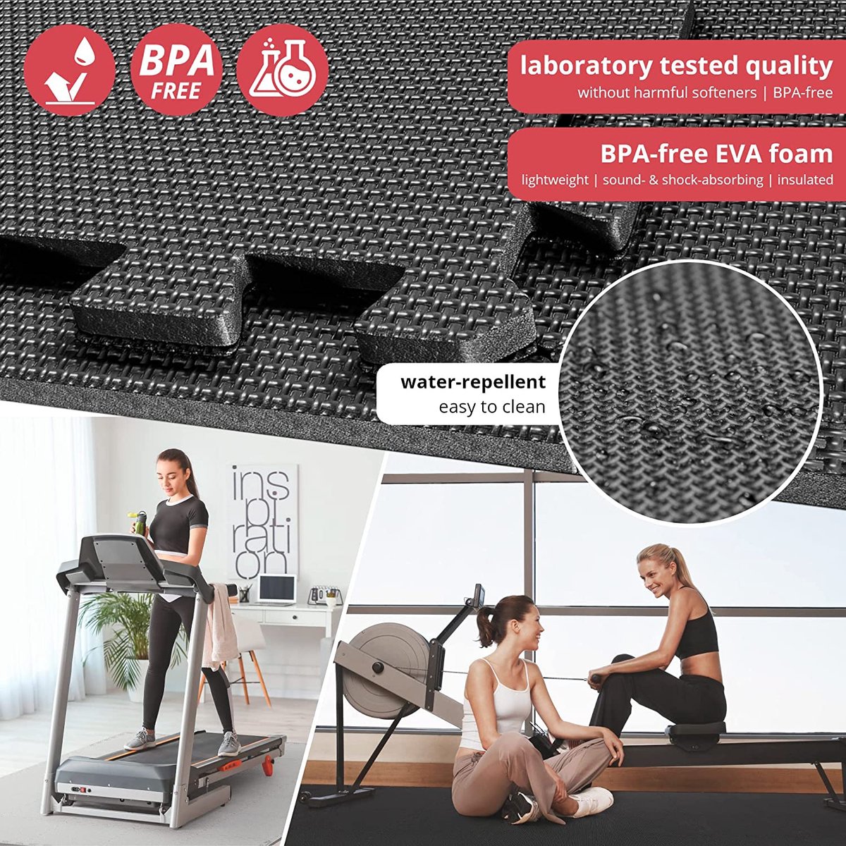 bemaxx Beschermende Vloermatten Set Zachte Foam Tegels - 9 Fitnessmat Rubber Puzzelmatten | Ondermat Bescherming, Rubbermat Puzzel Sportmat Vloerbeschermingsmat Beschermmat Trainingmat Sport