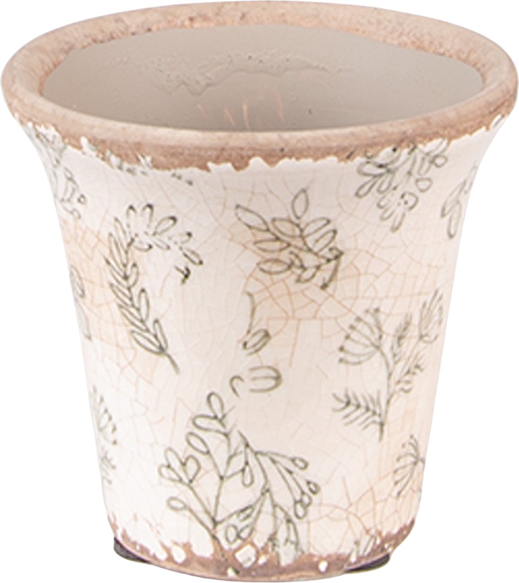 Clayre & Eef Pot de Fleurs Ø 8x8 cm Vert Beige Pot de Fleurs en