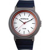Xonix CAJ-004 - Horloge - Analoog - Mannen - Heren - Siliconen band - ABS - Streepjes - Waterdicht - 10 ATM - Zwart - Grijs