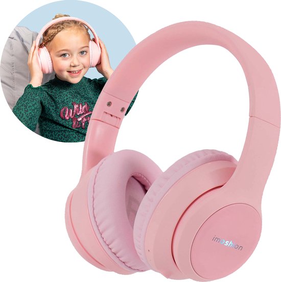 iMoshion Koptelefoon Kinderen Met Led Verlichting Bluetooth - Kinder Koptelefoon / Hoofdtelefoon Draadloos Over Ear - Roze
