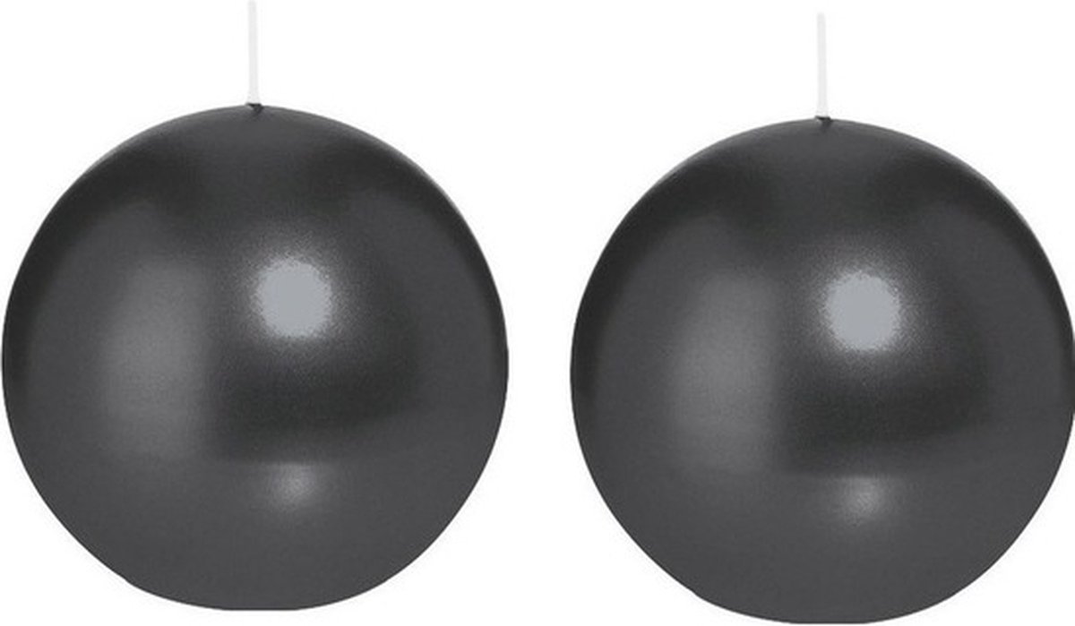 Trend Candles Bolkaars glad - 2x - zwart - 8 cm - 25 branduren - ronde kaarsen