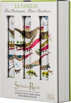 Señorios de Relleu - Extra vierge olijfolie geschenkset 'La Familia' - 3 x 100 ml - Delicate, Medium & Intense - Olijfolie proeverij - Duurzame olijfolie flesjes - Hervulbaar