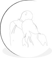 Illustration couple penchée sur fond blanc Cercle mural aluminium ⌀ 60 cm - Tirage photo sur cercle mural / cercle vivant / cercle de jardin (décoration murale)
