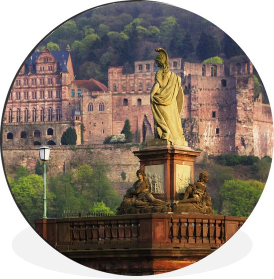 WallCircle - Wandcirkel - Muurcirkel - Standbeeld van Maria voor Slot Heidelberg - Aluminium - Dibond - ⌀ 60 cm - Binnen en Buiten