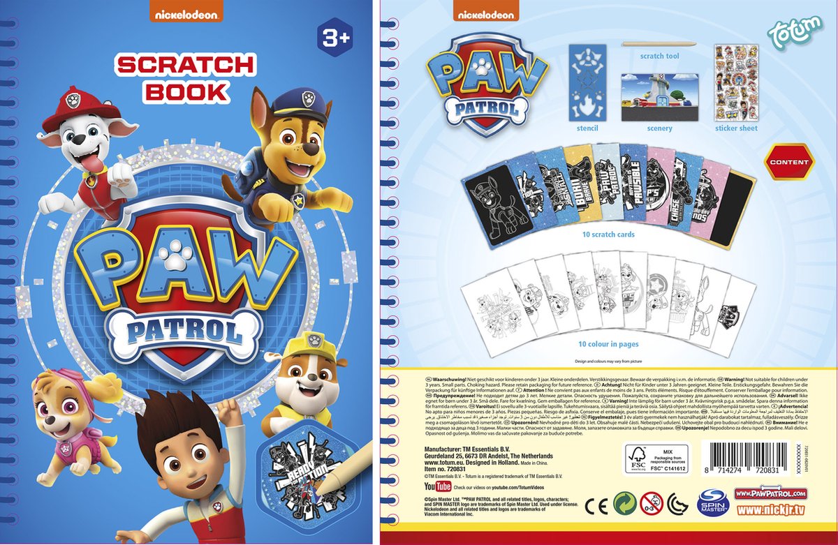 PAW Patrol Totum vakantie doeboek luxe kraskaarten- en kleurboek / creatief speelgoed jongens en meisjes junior scratch art - A5 harde kaft — afbeelding 7