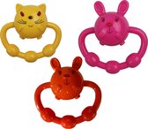 Kat Rammelaar - Roze / Oranje / Geel - Kunststof - 11 x 10 cm - Assorti - Baby - speelgoed