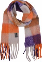 Sjaal Geblokt - Oranje/Lila | Polyester | 210 x 38 cm | Fashion Favorite