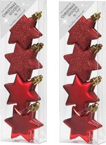 16x pendentifs de Noël en plastique étoiles rouges 6 cm Ornements de Noël - Ornements en plastique Décorations de Noël