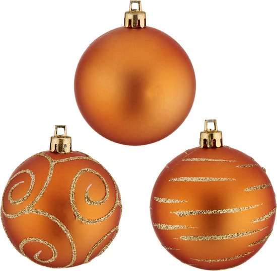 En team Lijkt op snap Arte r Kerstballen - 30 ST - oranje - gedecoreerd - kunststof - 6 cm |  bol.com