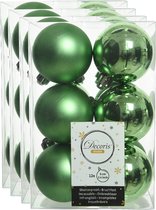 48x stuks kunststof kerstballen groen 6 cm - Mat/glans - Onbreekbare plastic kerstballen