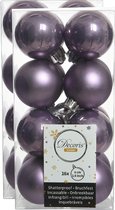 32x boules de Noël en plastique violet lilas chiné 4 cm - Mat/brillant - Boules de Noël en plastique incassables