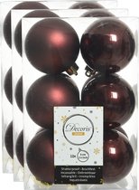 36x stuks kunststof kerstballen mahonie bruin 6 cm - Mat/glans - Onbreekbare plastic kerstballen