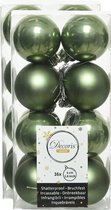 32x stuks kunststof kerstballen mos groen 4 cm - Mat/glans - Onbreekbare plastic kerstballen
