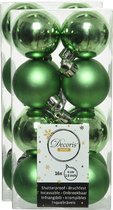 32x stuks kunststof kerstballen groen 4 cm - Mat/glans - Onbreekbare plastic kerstballen