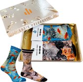 Sock My Feet - Grappige sokken dames - 2 pack - Maat 39-42 - Sokken Giftbox - Funny Socks - Vrolijke sokken - Katten sokken - Cat socks- Gekke sokken - Grappige cadeaus