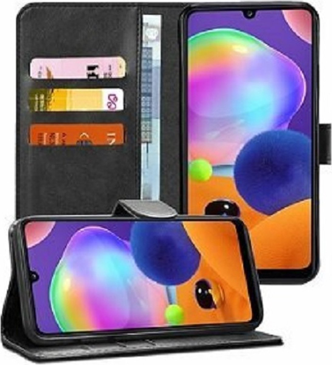 Samsung A31 Hoesje Met Pasjeshouder Bookcase Zwart